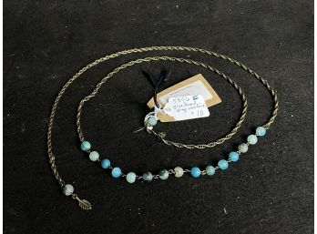 Blue Beaded Wrap Necklace