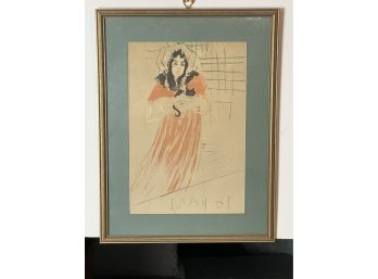 Vintage Art Print Of Toulousse Lautrec Portrait Of Miss May Belfont