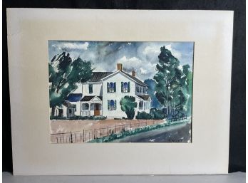 Art Of A Fenced House Signed Painting By Listed Artist And Author Dietrich Neufeld
