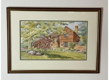 Original Signed And Dated Painting By British Artist Christine Scott Of A House