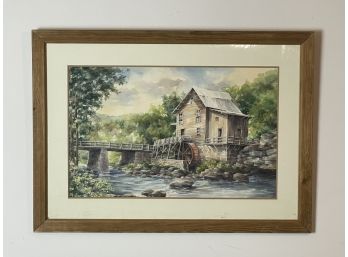 New England Mill Framed Original Signed Painting