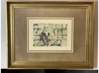 Original Signed And Numbered Lithograph 'Bibliophile' By Charles Brag