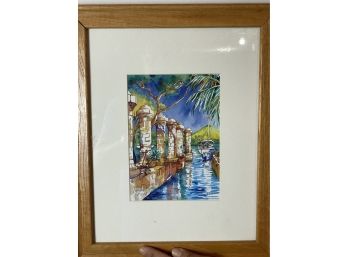 Gilly Gobinet Painting Of Nelsons Dock Yard, English Harbor, Antigua Signed Art
