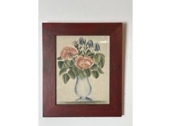 Lovely Signed Original Painting Of Flowers Painted On Linen