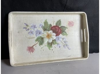 Vintage Hand Painted Mid Century Shabby Chic Wood Tray
