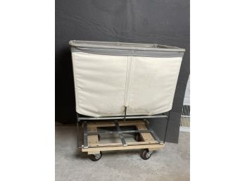 Large Laundry Cart On Wheels With Shelf Below
