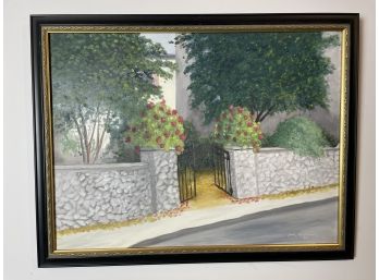 Original Signed Oil Painting Of A Garden Entryway