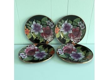 A Set Of 4 8' Metal McKenzie Child's Floral Plates