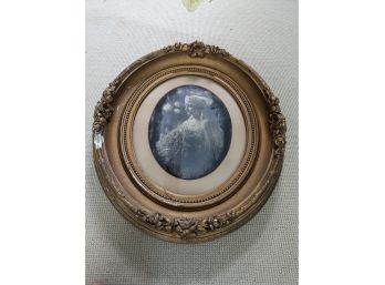 An Ornate Antique Round Gilt Plaster And Wood Frame