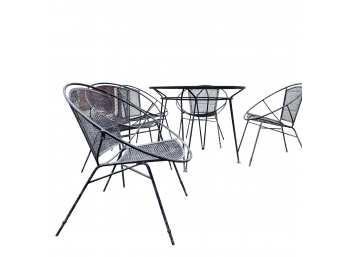 Salterini 6pc Wrought Iron 'Radar' Set By Maurizio Tempestini 5 Chairs & Round Table