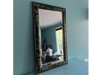 A Floral Wood Framed Mirror - 21x35