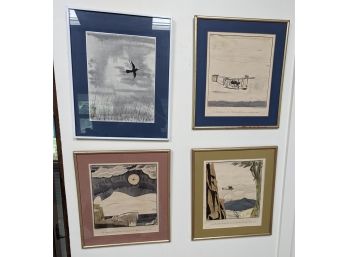 A Set Of 3 Wright Aeronautical Corporation Watercolor Prints By Frank Lemon Plus More