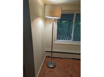 A Free Standing Floor Lamp Brushed Chrome With Modern Shade