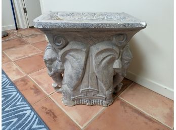 A Cast Cement Elephant Side Table
