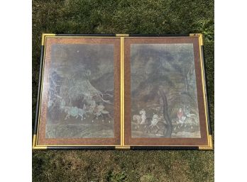 A Framed Diptych Chinese Print - In One Large Frame