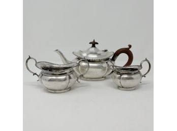Antique English Sterling Gourd Form Tea Pot With Cream And Sugar - C1856 - Tw 592g