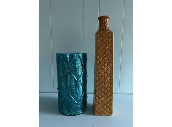 A Pair Of Vases - Glass And Ceramic