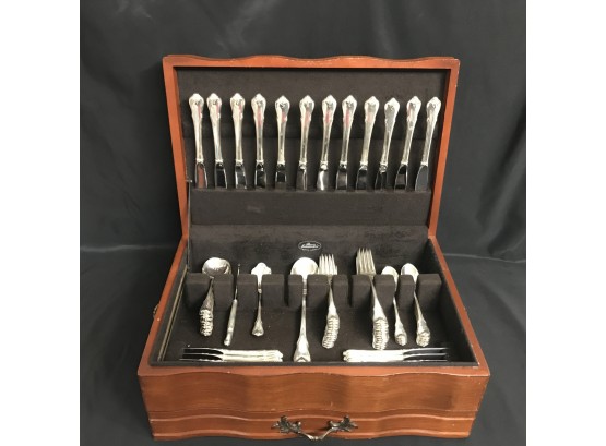 Wallace Sterling Grand Colonial 1942 Flatware Set In Case - 12 Place Settings Plus Serving Pieces