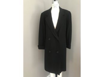 Julie Francis Lightweight Wool Long Black Jacket - Size 14 Made In The USA
