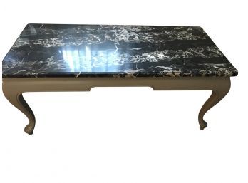 Louis XV Style Painted Coffee Table With St. Laurent Marble Top - 47'L