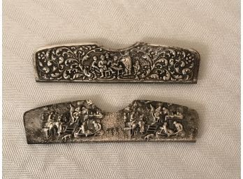 2pc Vintage Danish Silver Metal Repousse Comb Cases