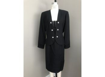 Albert Nippon Silk Jacket & Skirt Suit Set - Rhinestone Buttons - Estimate Size 6