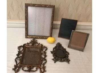 5pc Vintage And Quality Picture Frame Set - Iron Wall And Mirror Plus
