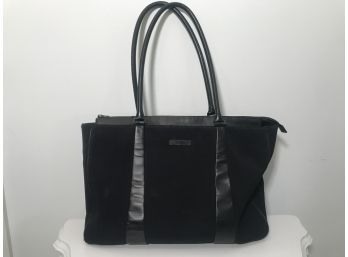 TUMI Zip Top Shoulder Bag Or Tote With Leather Trim & Nylon