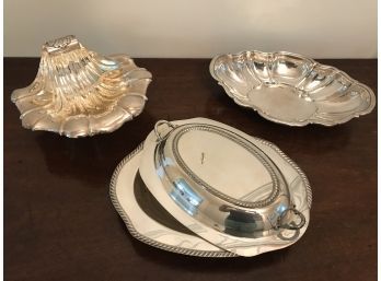 3pc Silver Plate Elegant Serving Pieces