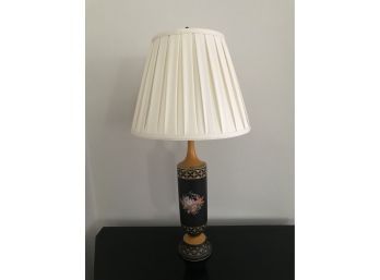 Hand Painted Table Lamp With Silk Shade - 31'H