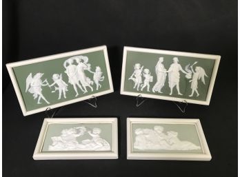 Vintage German Jasperware Relief Plaques - Set Of 4