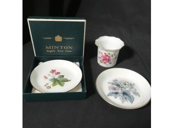 English Porcelain 3pc Assortment - Minton, Royal Derby And Royal Worcester