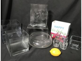 10pc Vase Lot - Assorted Shapes & Sizes And A Happy Birthday Too!