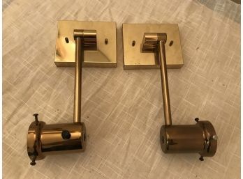 Pair Of One-Light Brass Tone Swing Arm Wall Sconces