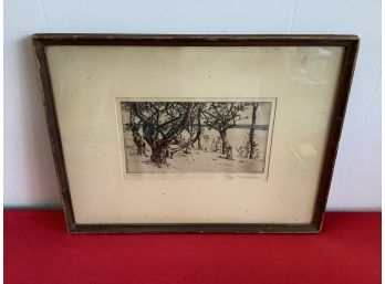 Signed 'max P.' Black And White Trees Art