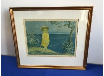 Litho Of Girl In Yellow Dress