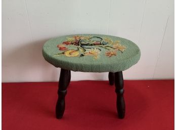 Vintage Embroidered Green And Floral Step Stool