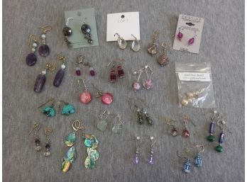 Assorted Earrings Lot Of 20 Pairs Crystals & Gem Stones