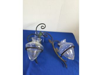 Beautiful Iron With Glass Sconces