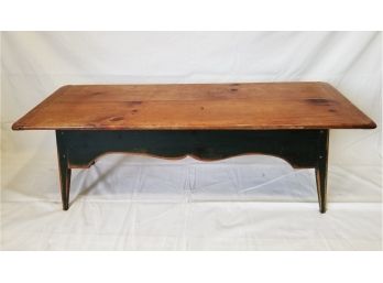 Vintage Colonial Style Rectangular Wood Coffee Table With Black Painted Apron