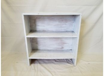 Vintage Handmade Small White Wooden Two Shelf Bookcase