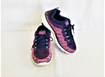 Women's Sketchers Sport Sketch-knit Memory Foam Sneaker Navy, Pink And Mint Size 8