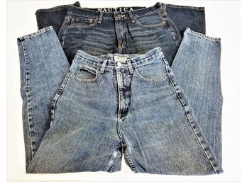Two Pairs Of Designer Jeans: Guess Size 29 And Nautica Size 32 X 32