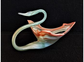 Vintage 1960's  Murano Hand Blown Glass Swan Bowl