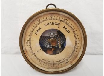 Vintage Taylor Brass Weather Flanged Wall Barometer