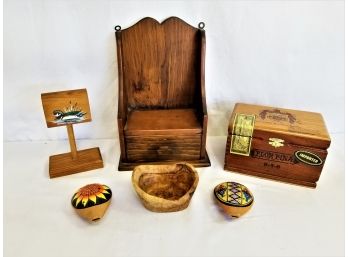 Lot Of Vintage Wood/clay Home Decor Accent Pieces