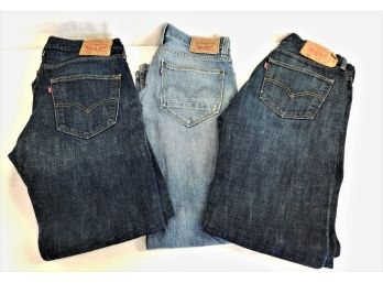 Three Pairs Of Men's 501 And 514 Levi's Denim Jeans Various Sizes (Lot 3)