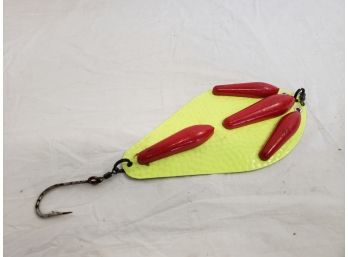 Vintage Large Bunker Spoon Fishing Lure Bass Yellow