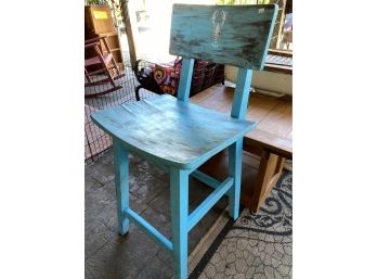 Tall Solid Wood Blue Lobster Chair With Removable Seat