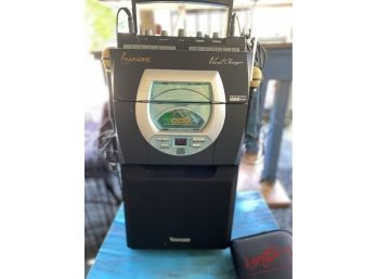 Portable Karaoke 'on The Go'  Machine W Music Discs, 2 Mics & Batteries